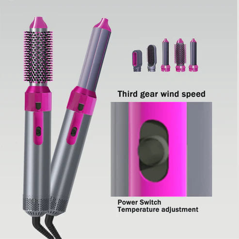 • 5-in-1 Hot Air Brush & Hair Dryer Set