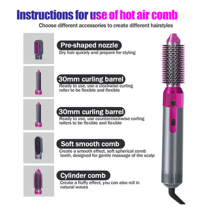 • 5-in-1 Hot Air Brush & Hair Dryer Set