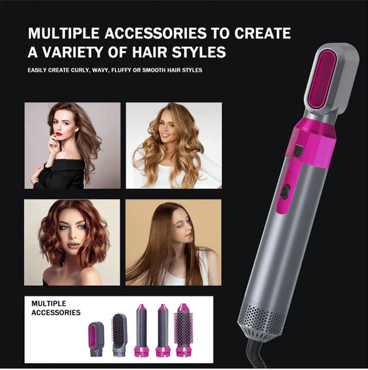 • 5-in-1 Hot Air Brush & Hair Dryer Set